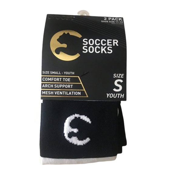 ProCat Soccer Crew Socks Shoe Size 11-13 Youth 2pk  Mesh ventilation for cool - Picture 1 of 2